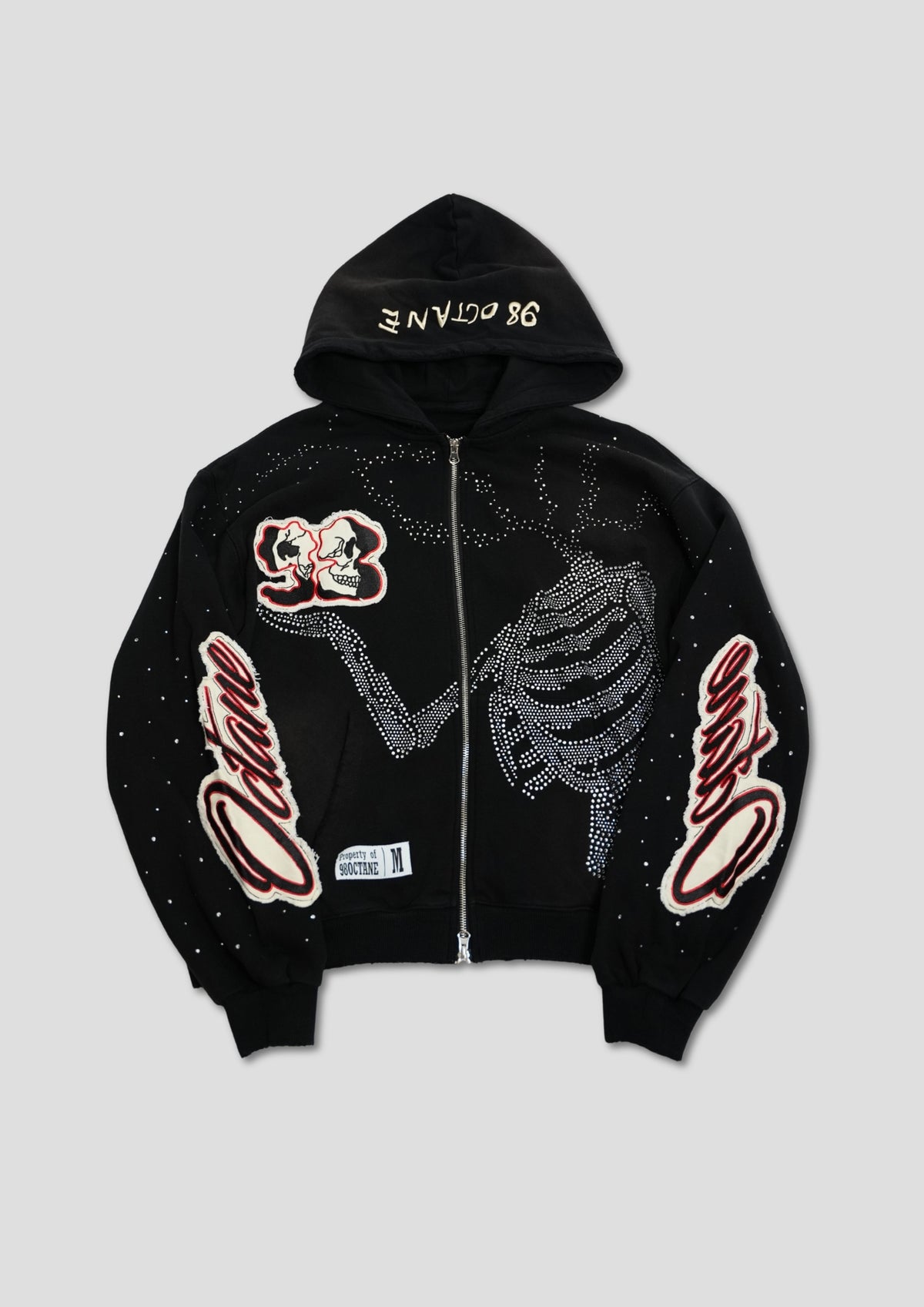 Black Eternity Rhinestone Zip Up