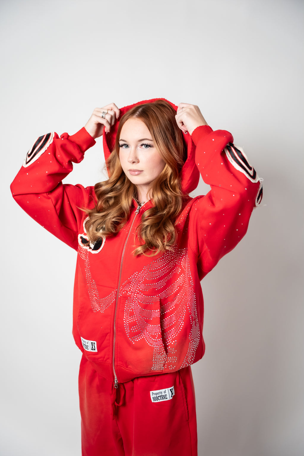 Red Eternity Rhinestone Zip up