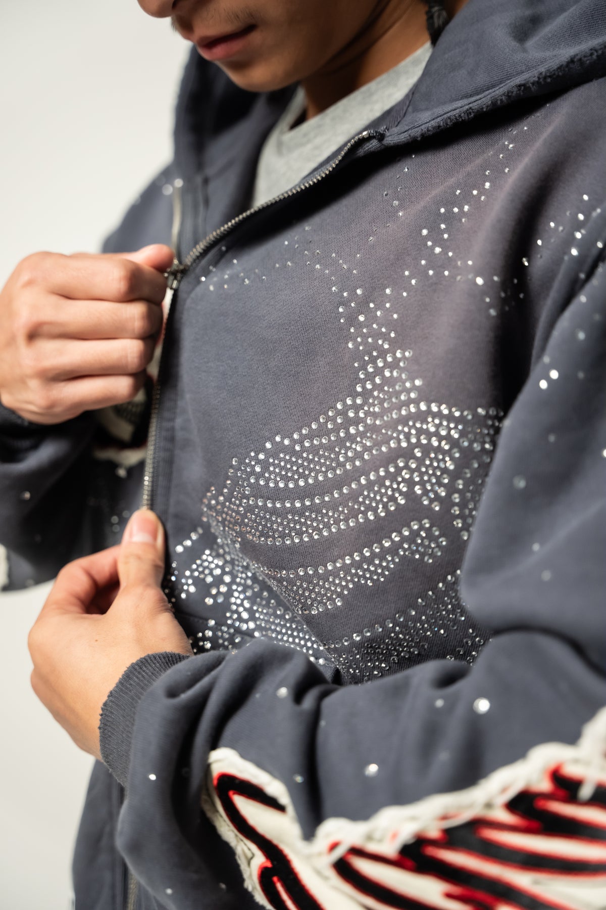 Blue Eternity Rhinestone Zip Up