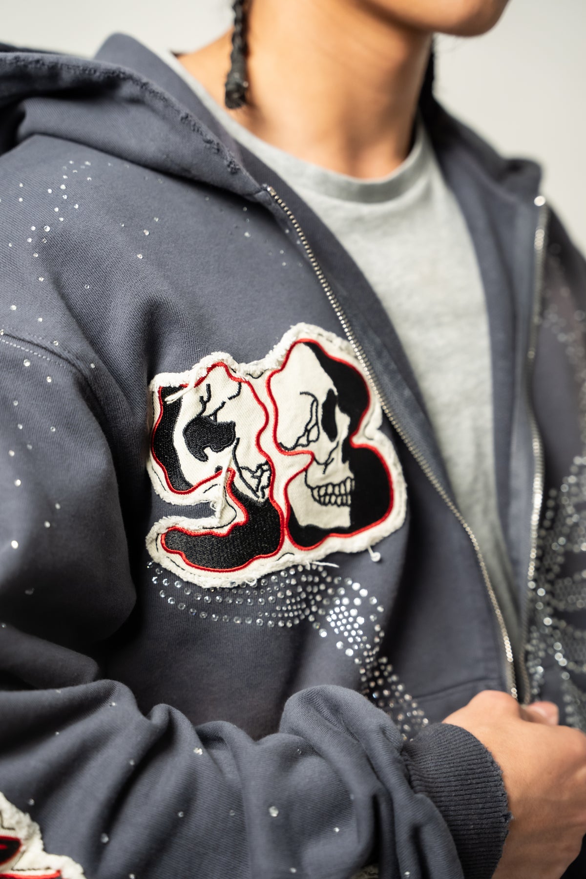 Blue Eternity Rhinestone Zip Up