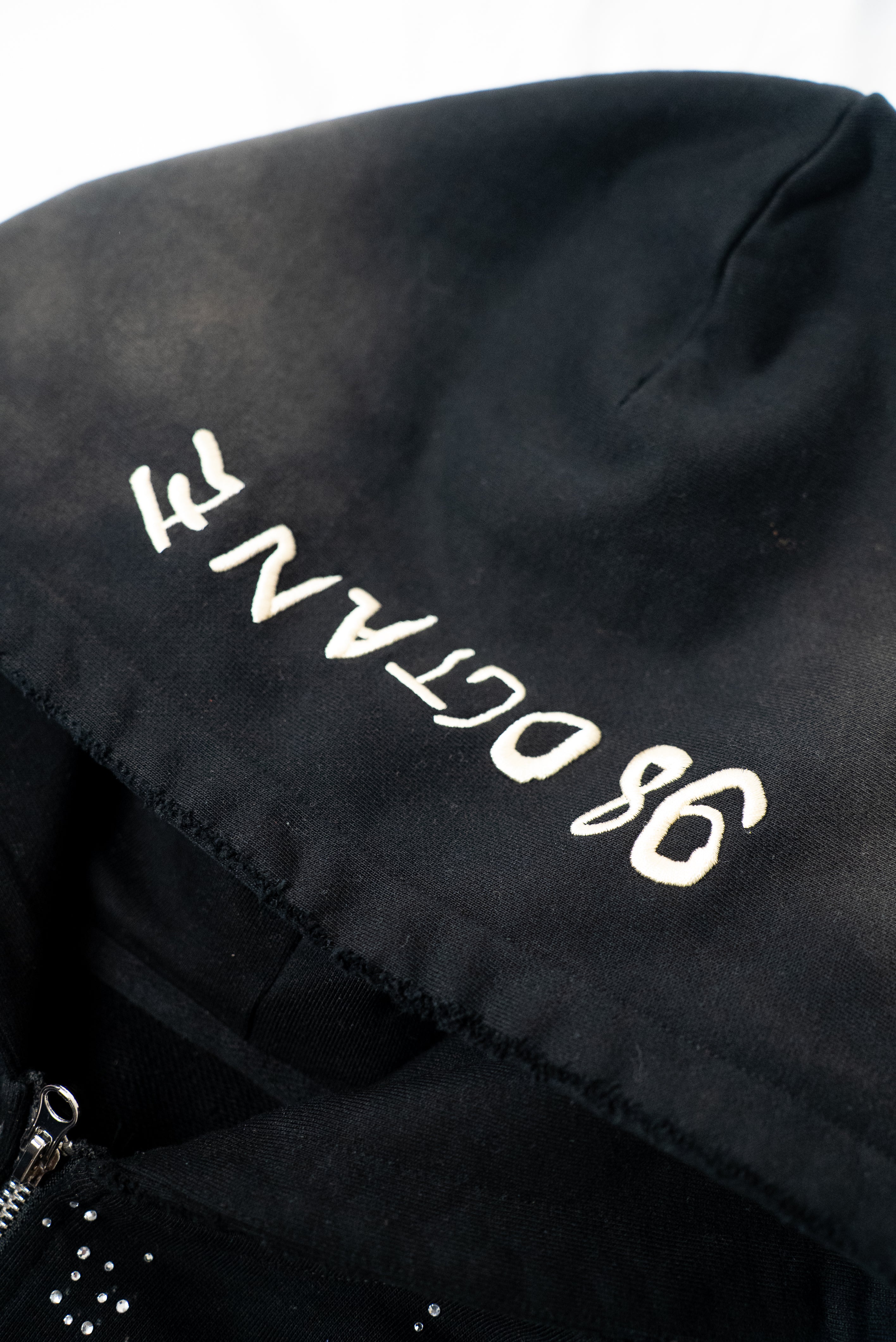 Black Eternity Rhinestone Zip Up