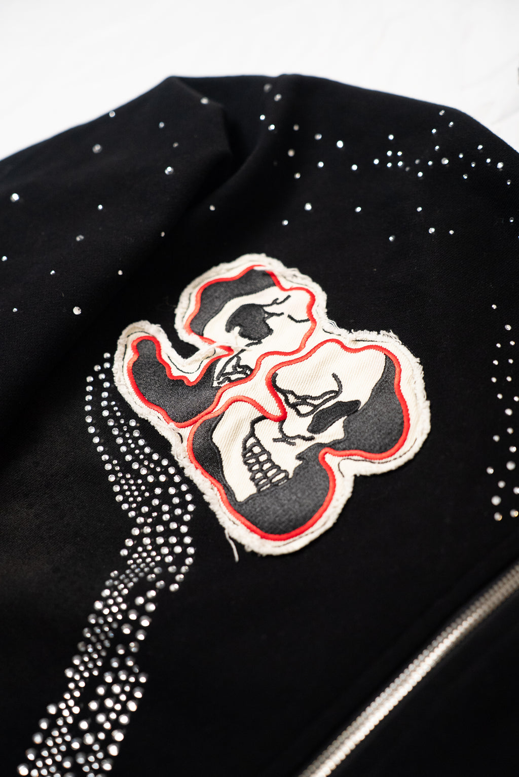 Black Eternity Rhinestone Zip Up