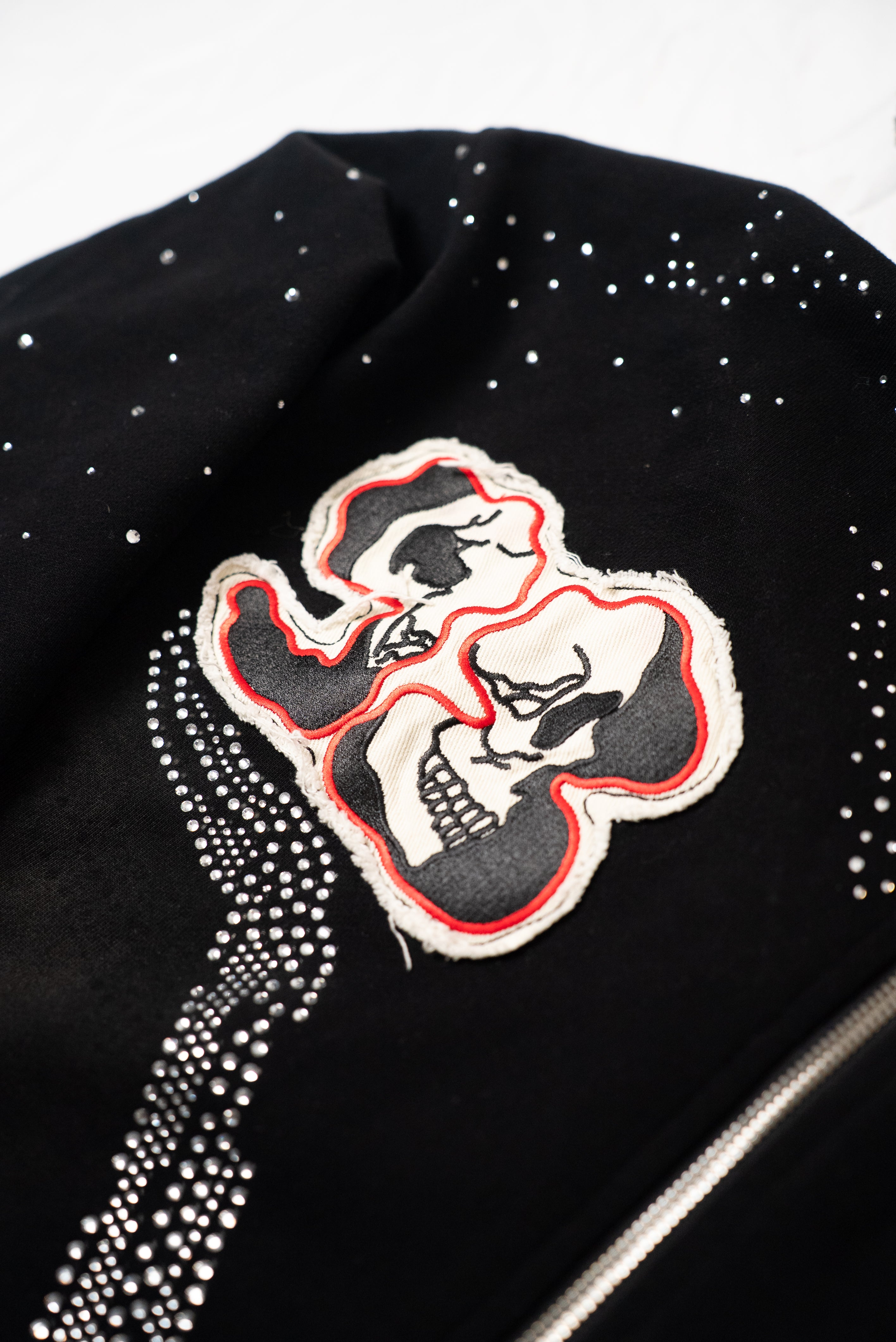 Black Eternity Rhinestone Zip Up