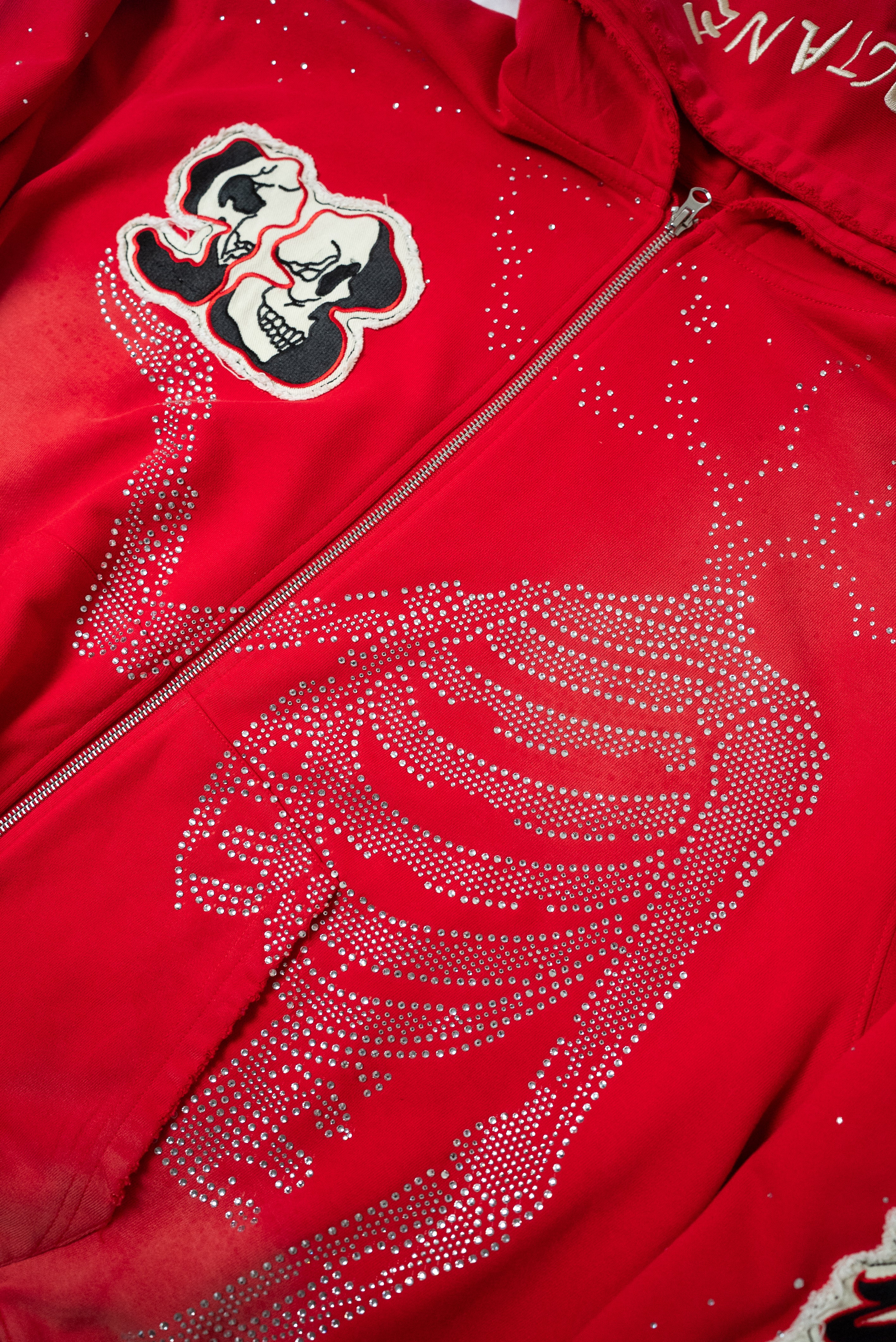 Red Eternity Rhinestone Zip up