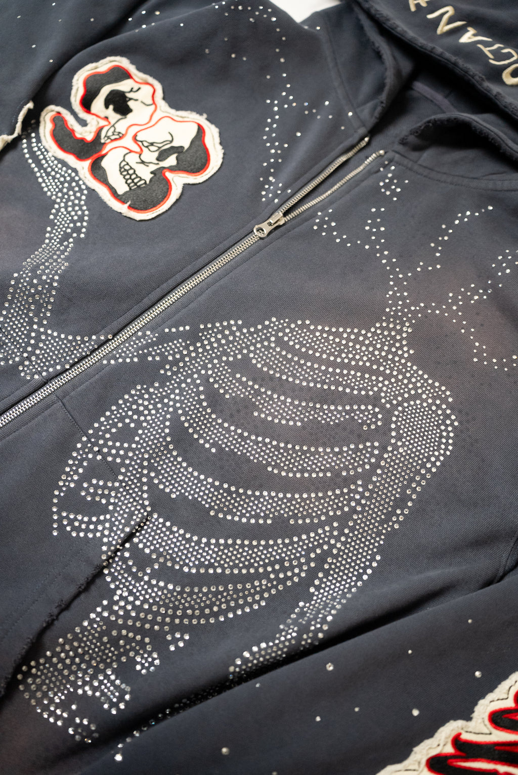 Blue Eternity Rhinestone Zip Up