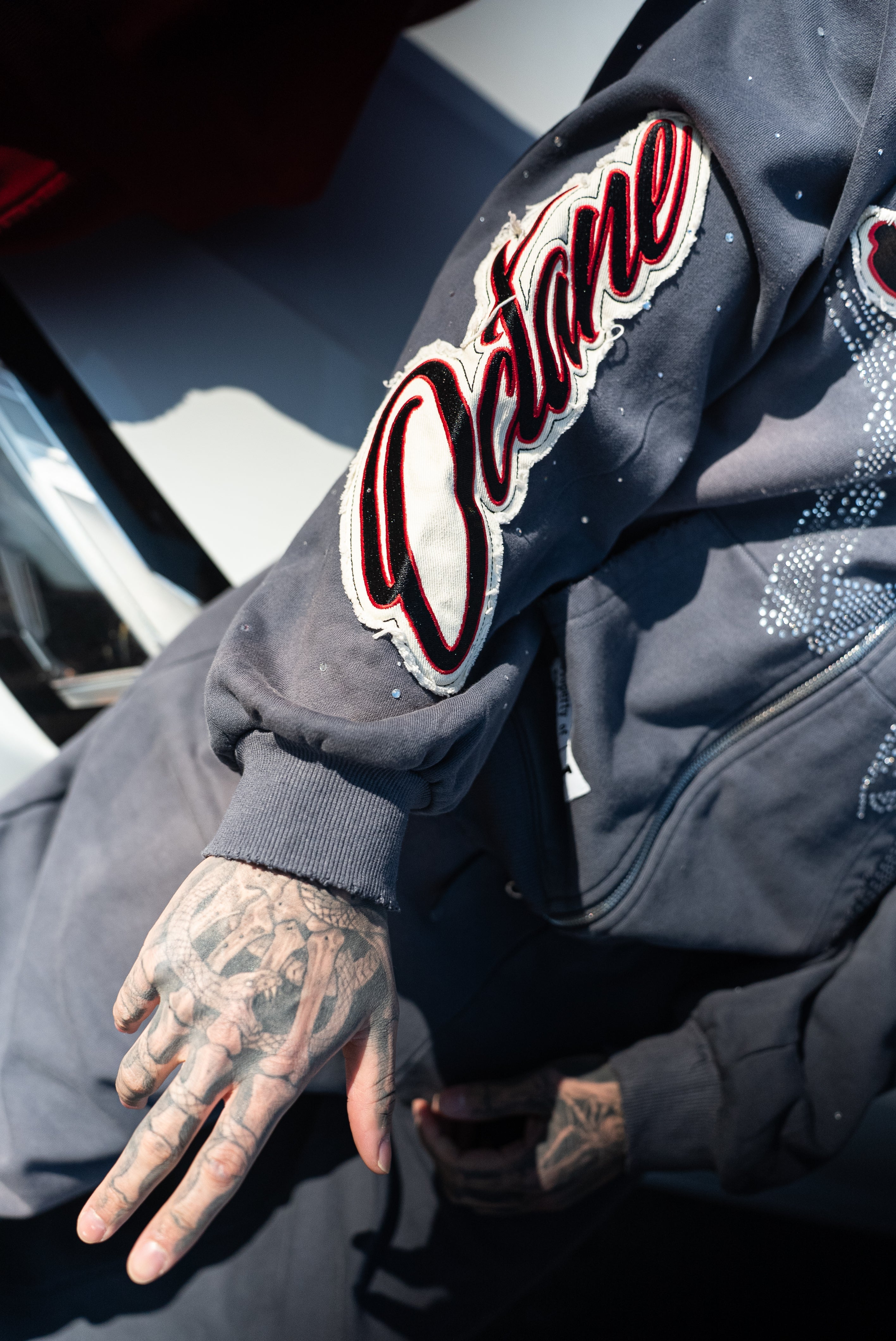 Blue Eternity Rhinestone Zip Up