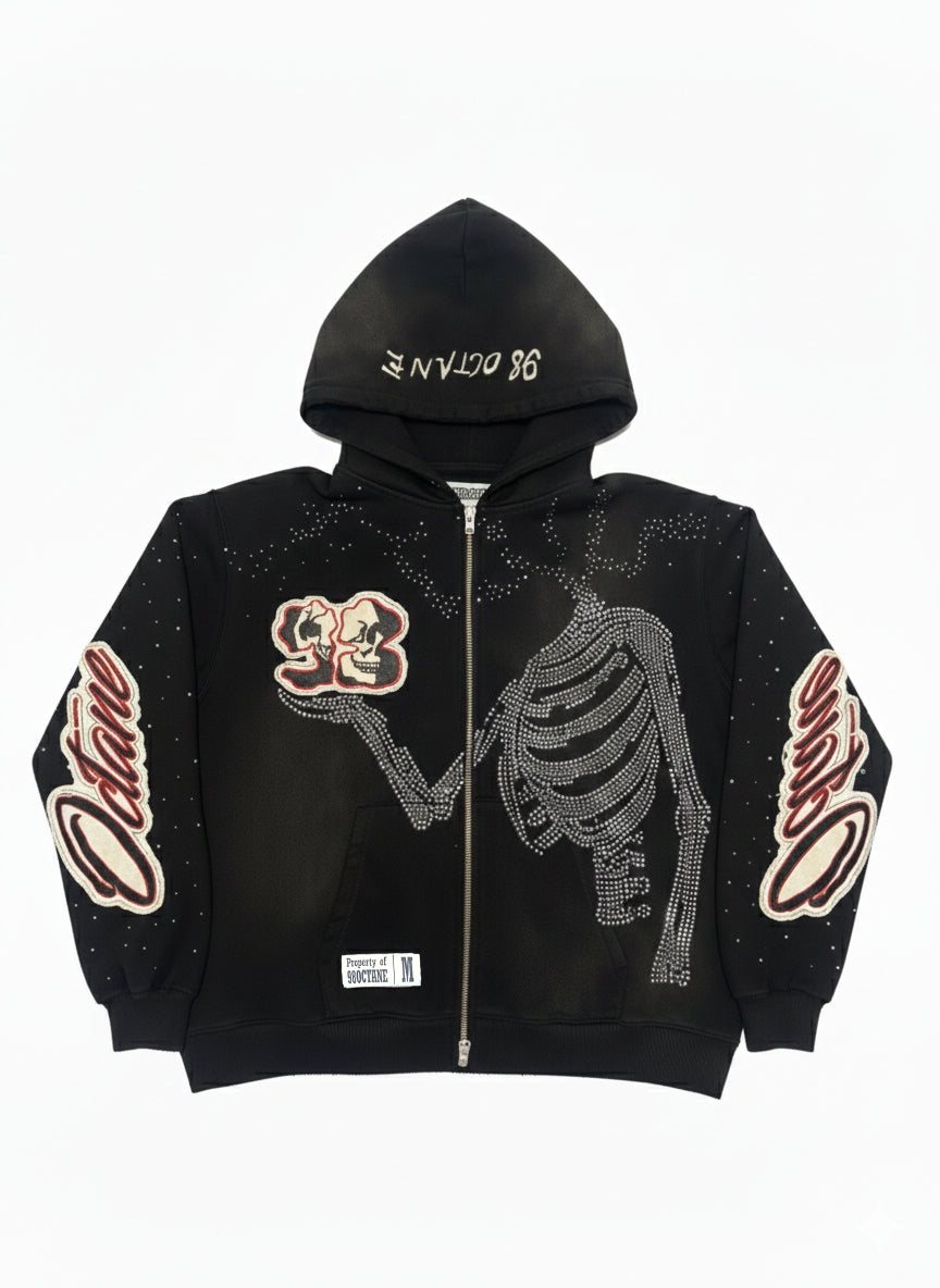 Black Eternity Rhinestone Zip Up