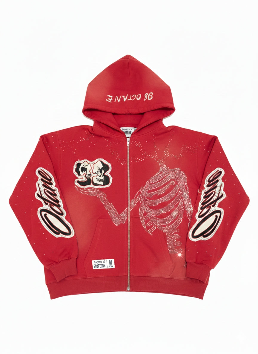 Red Eternity Rhinestone Zip up