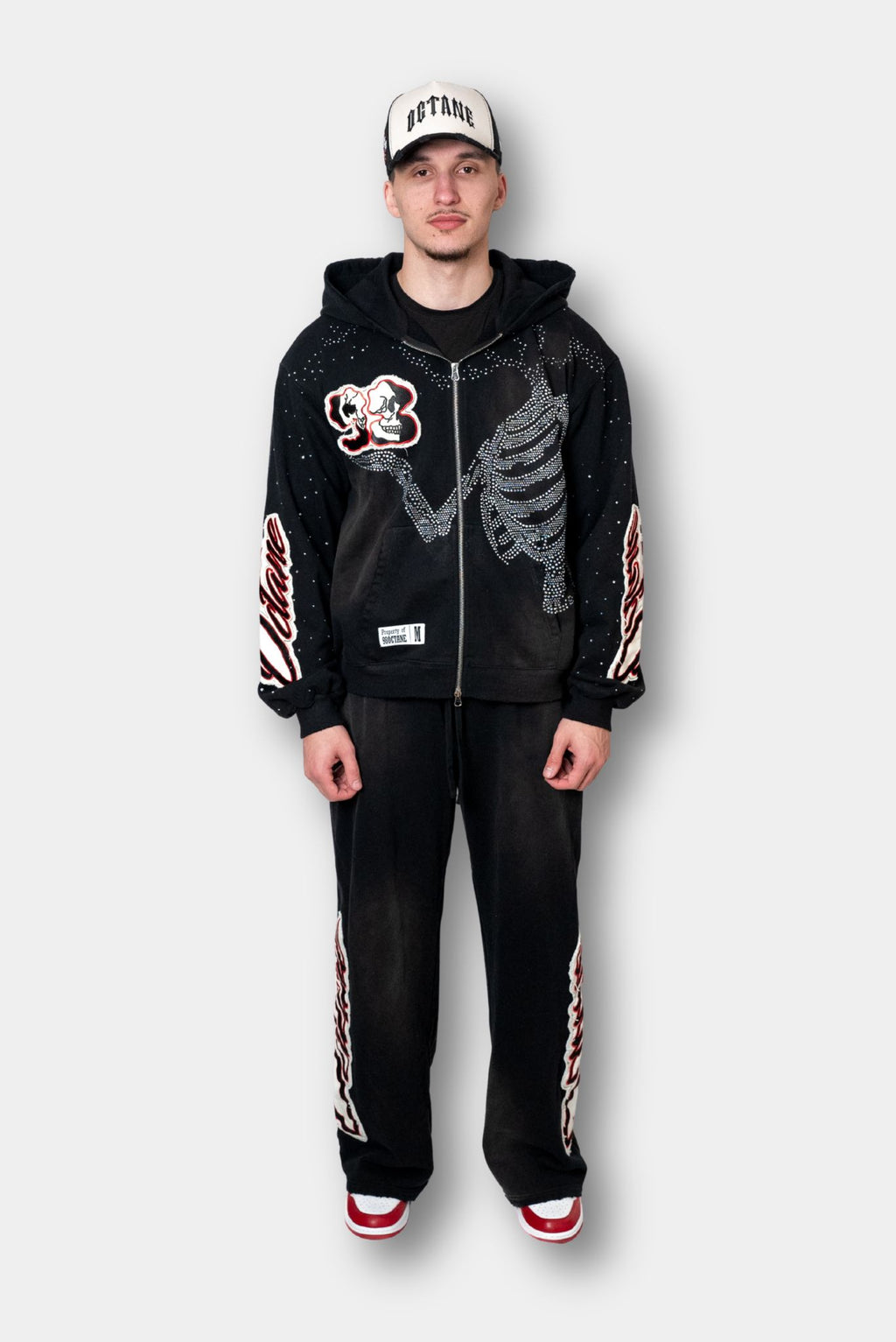 Black Eternity Rhinestone Zip Up