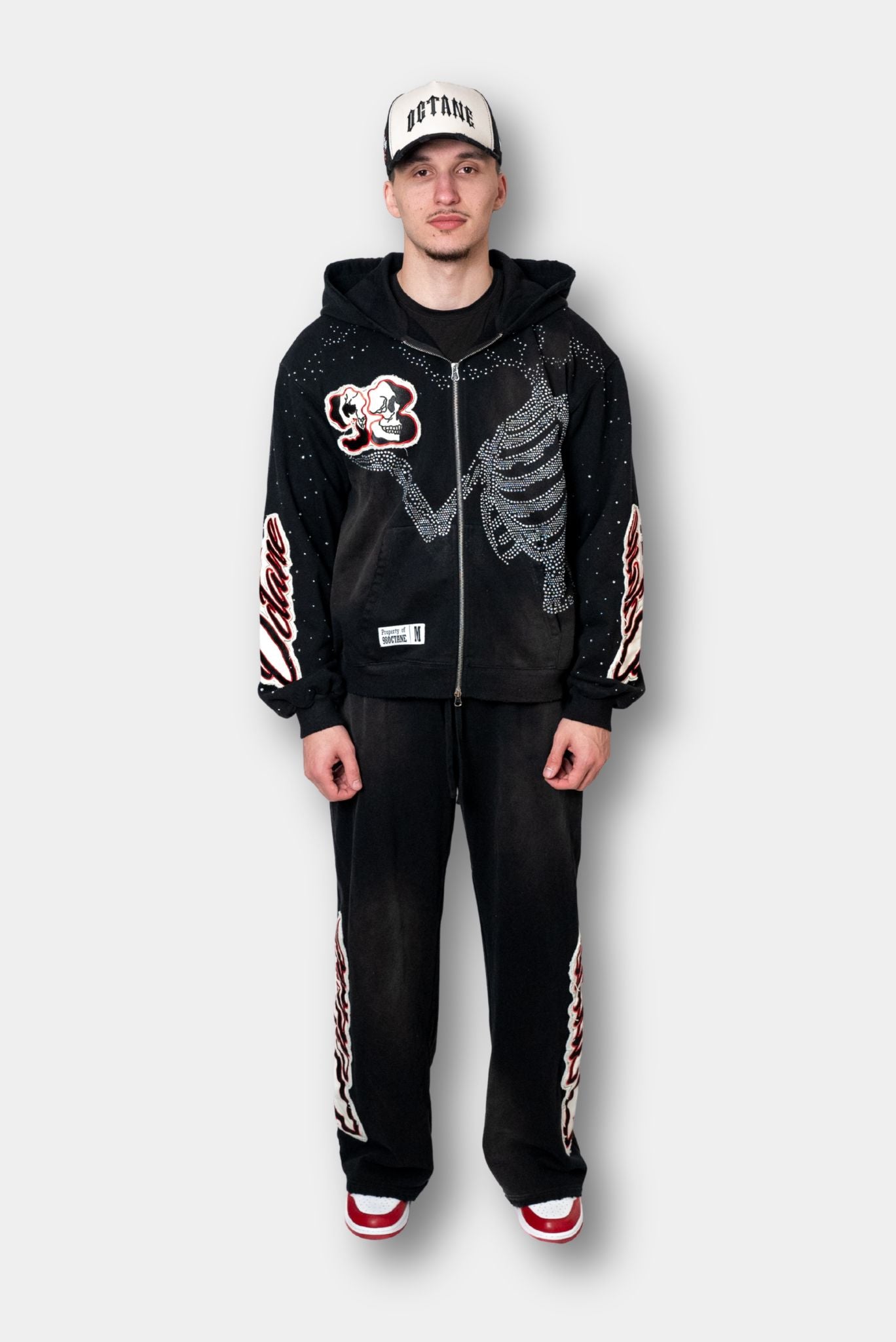 Black Eternity Rhinestone Zip Up